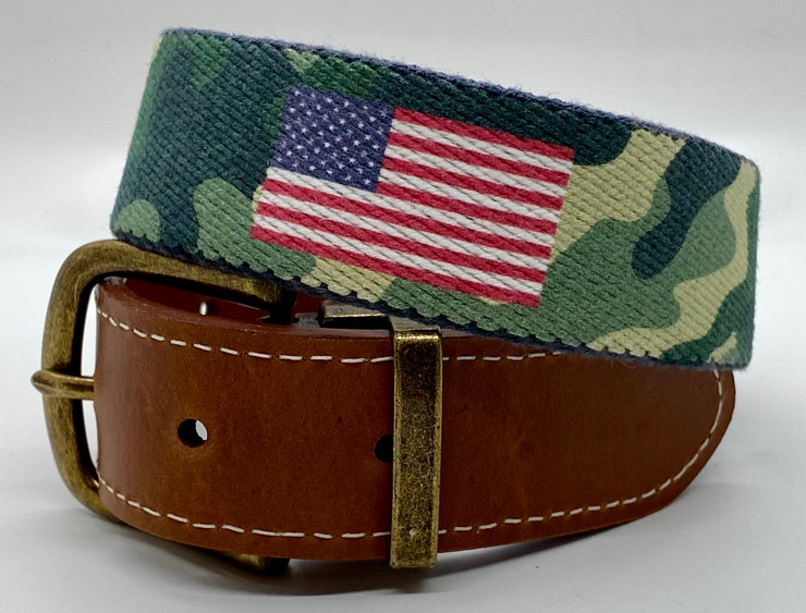 American Flag - Green Camo